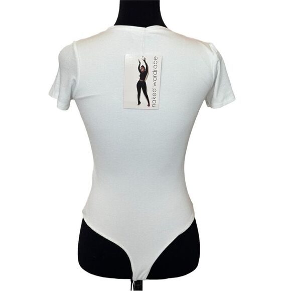 Naked Wardrobe NWT The W V-Neck T Bodysuit in Off White Size XS - Picture 6 of 9